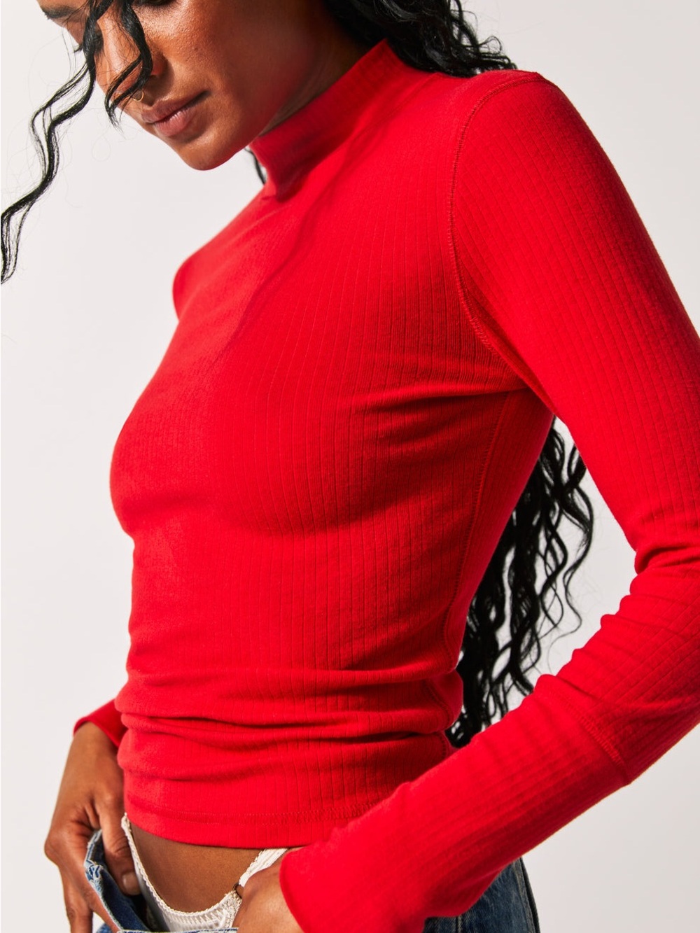 FREE PEOPLE INTIMATELY The Rickie Top Long Sleeve Cherry Crush